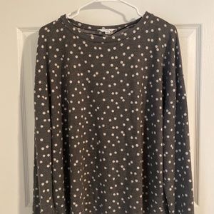 Time and Tru Grey & Cream Polka Dot Long Sleeve Size XL
